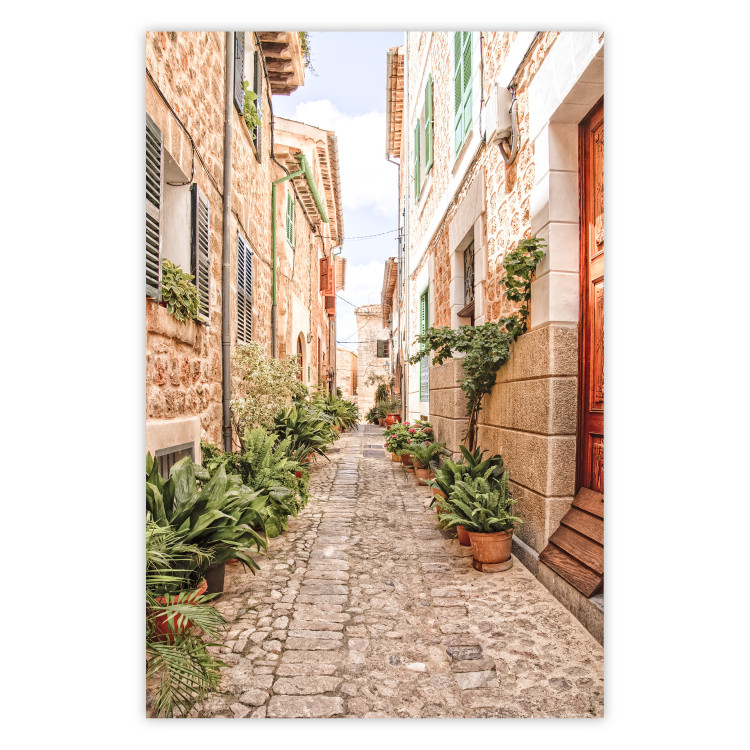 Poster Quiet Street - View of Historic Buildings and Vegetation 145232