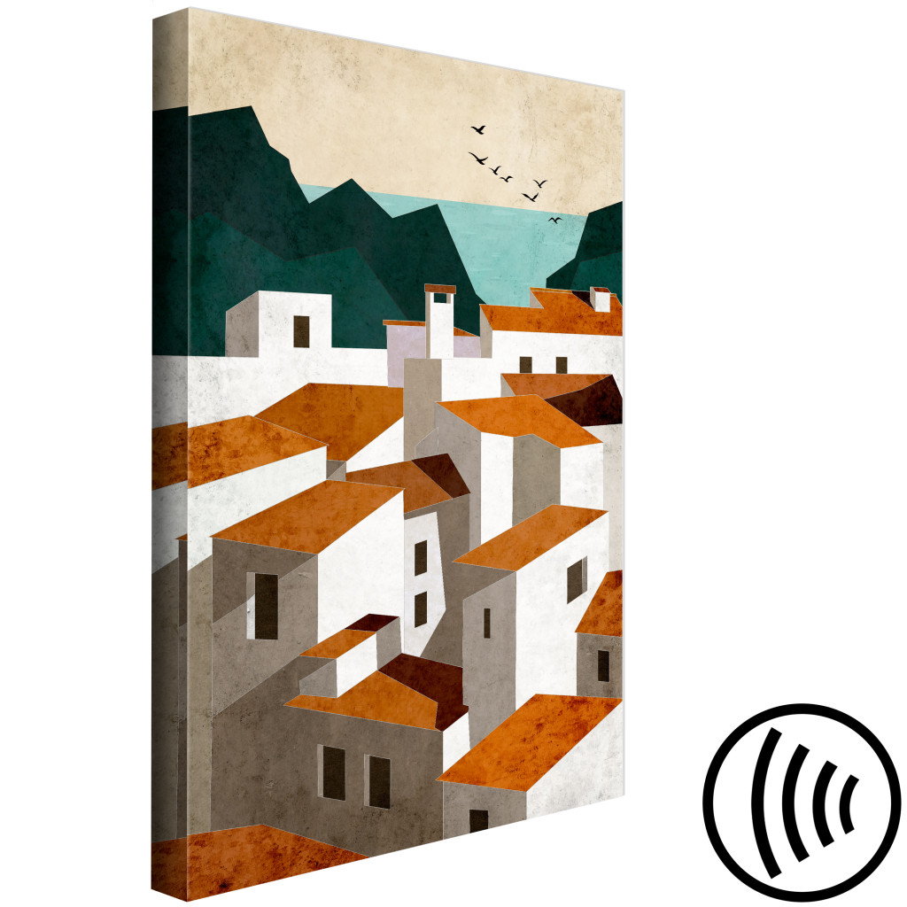 Quadro The Town - Landscape Of The Sea, Mountains And Mediterranean Architecture
