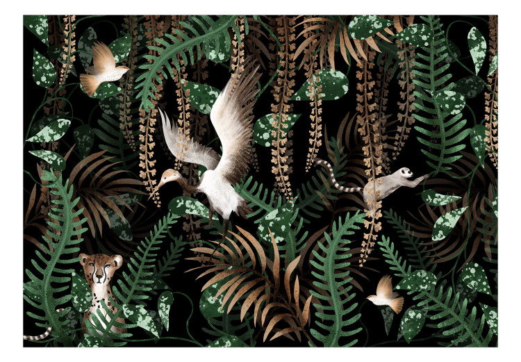 Carta da parati Tropical Jungle - Exotic Animals among the Leaves - First Variant 146432 additionalImage 1