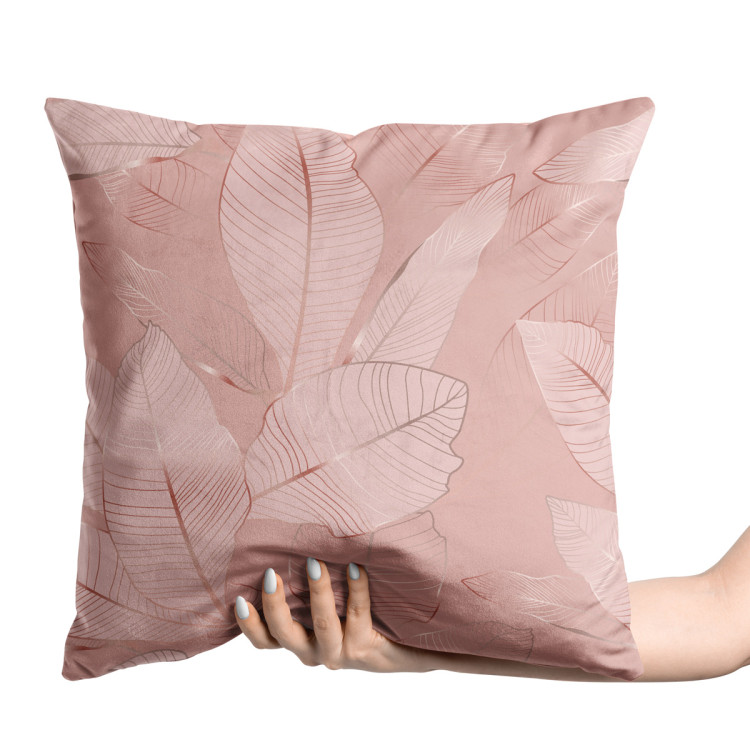 Sammets kudda Pink wine - graphic leaves in shades of pink in glamour style 147032 additionalImage 2