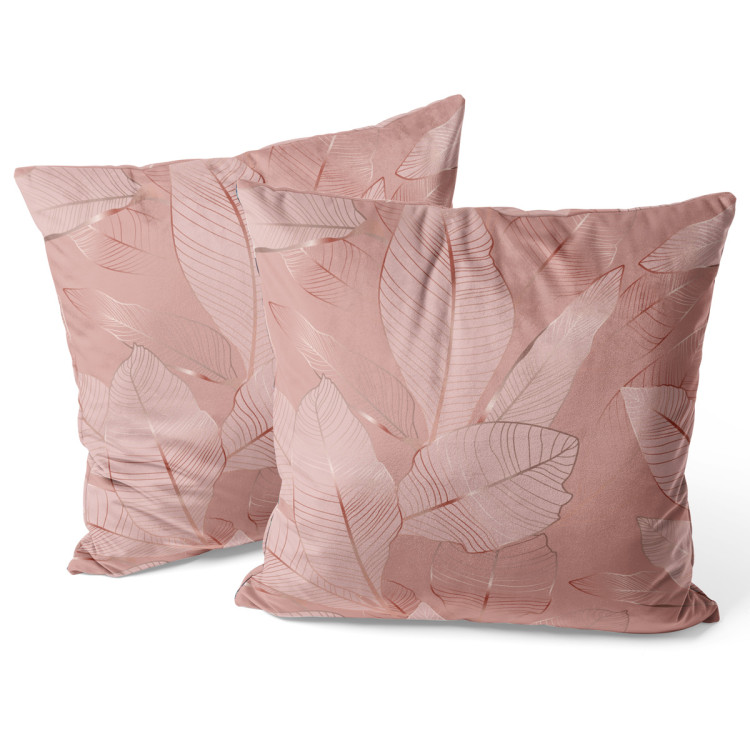 Sammets kudda Pink wine - graphic leaves in shades of pink in glamour style 147032 additionalImage 3