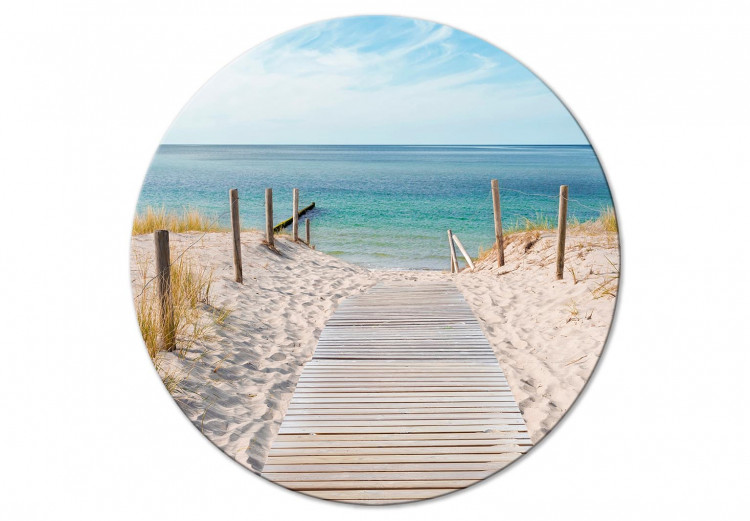 Okrągły obraz Wejście na plażę - zdjęcie morza i drewnianego przejścia 148632
