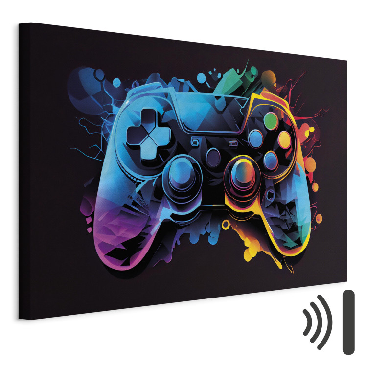 Canvas Print Colorful Gameplay - Game Controller in Multi-Colored Backlight 150632 additionalImage 8