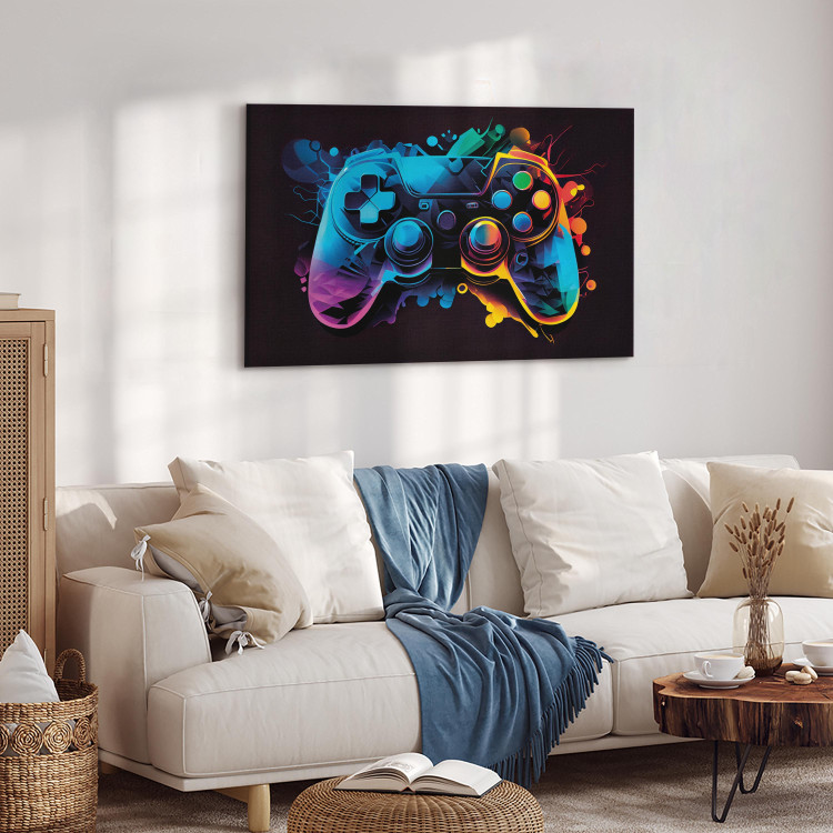 Bild auf Leinwand Colorful Gameplay - Game Controller in Multi-Colored Backlight 150632 additionalImage 4