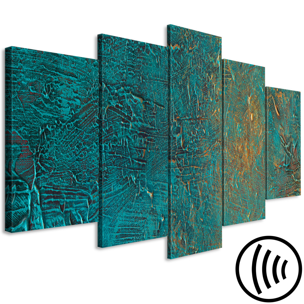Quadro Azure Mirror - Dark Green Abstraction With Bright Accents