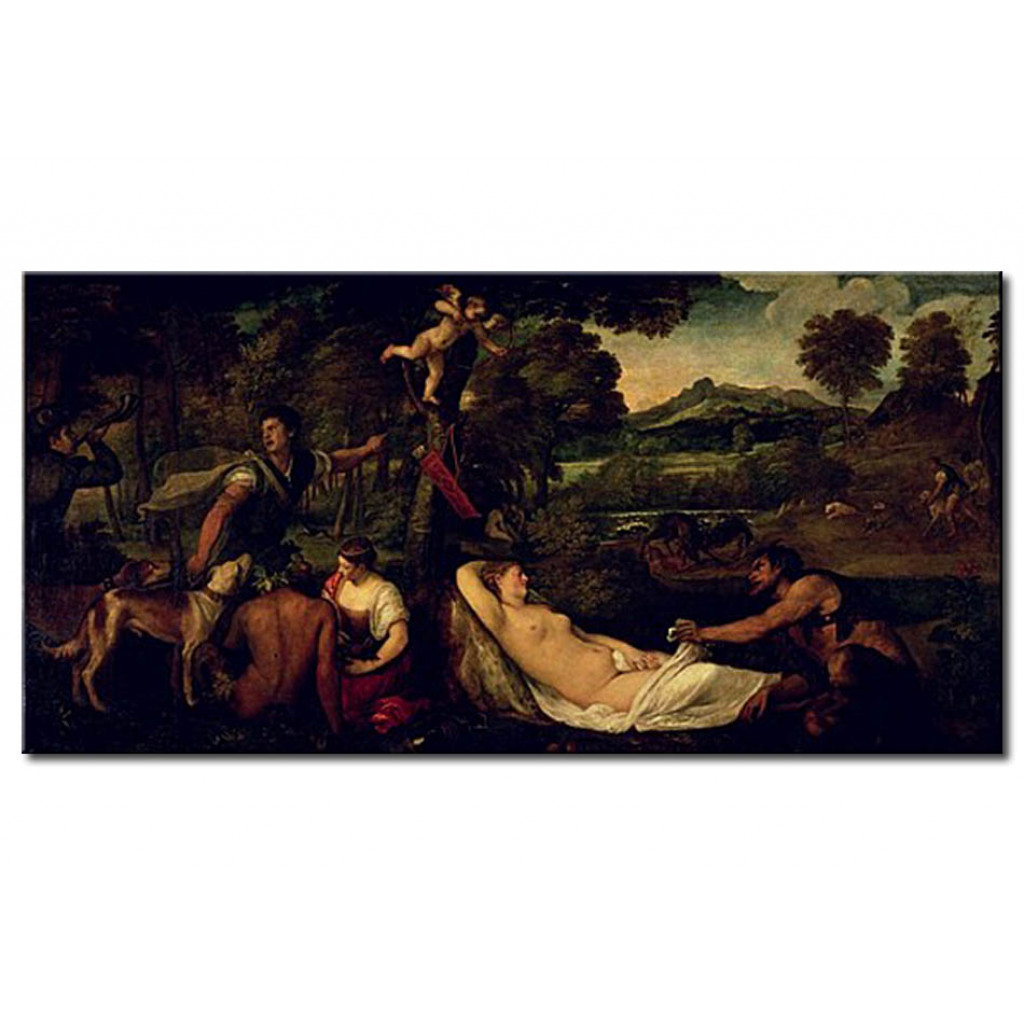 Schilderij  Titiaan: Pardo Venus Or Jupiter And Antiope