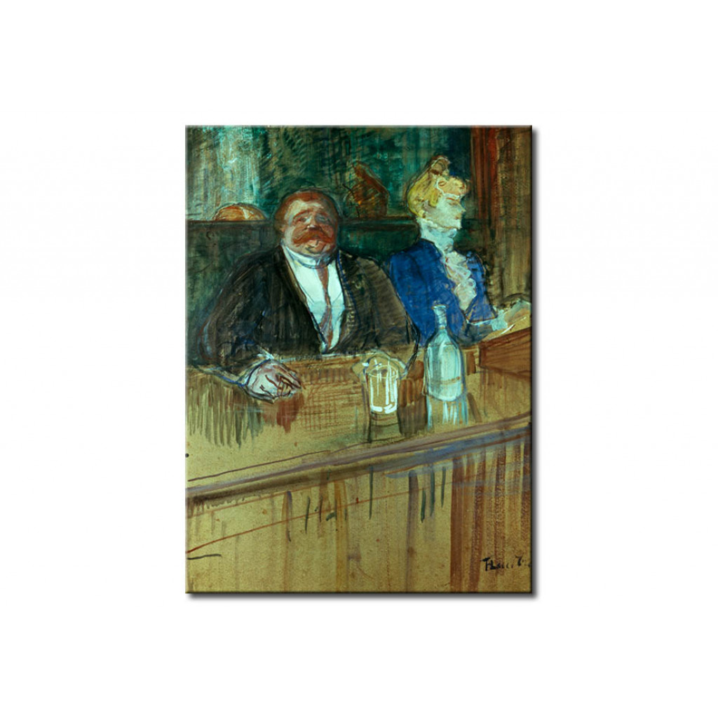 Schilderij  Henri De Toulouse-Lautrec: In The Bar: The Fat Proprietor And The Anaemic Cashier