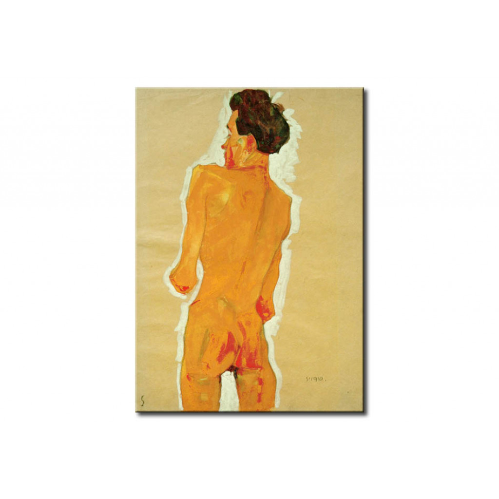 Schilderij  Egon Schiele: Stehender Männlicher Rückenakt