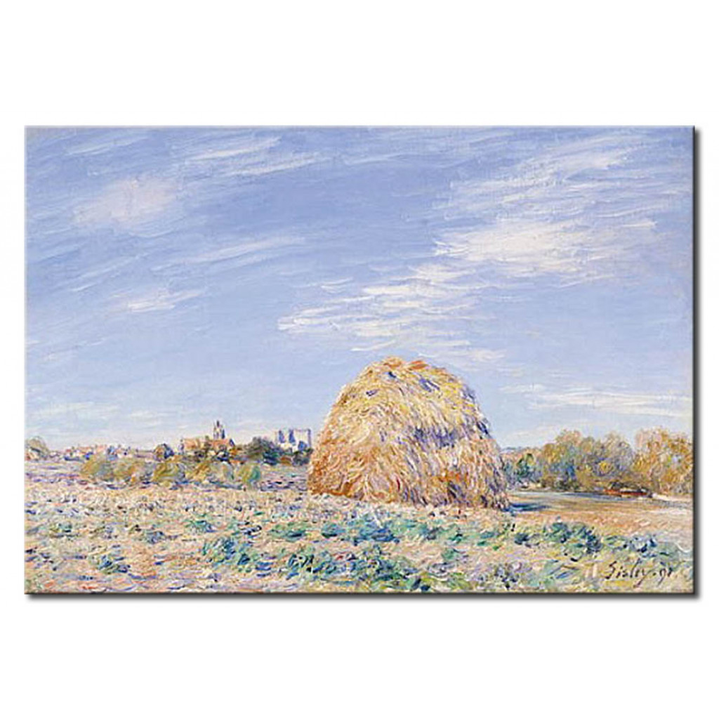 Målning Haystack On The Banks Of The Loing