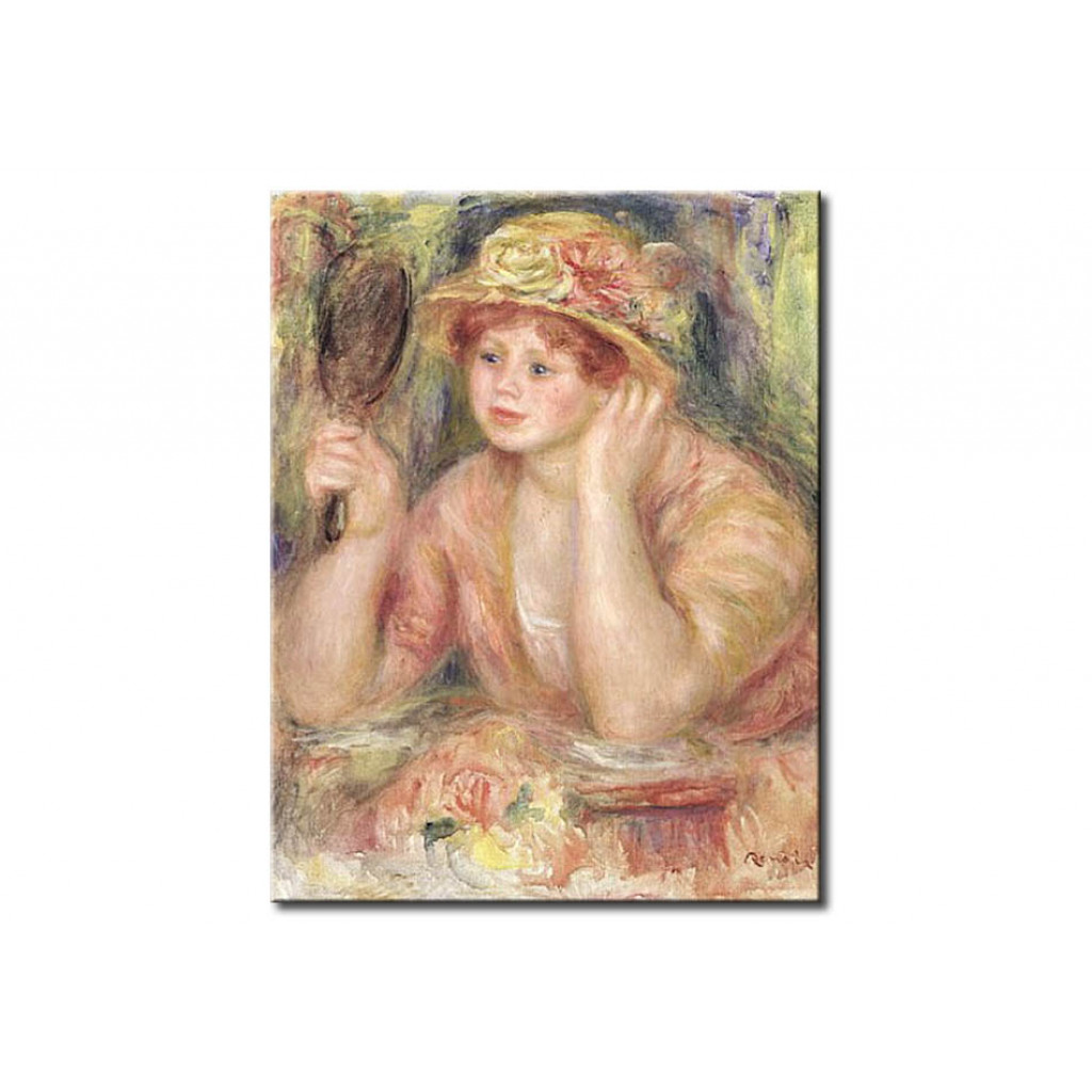 Schilderij  Pierre-Auguste Renoir: Woman With A Mirror