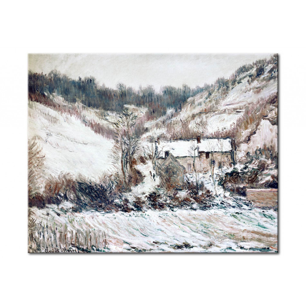 Schilderij  Claude Monet: Effet Du Neige A Falaise (Snowy Atmosphere Near Falaise)