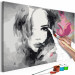Paint by Number Kit Black & White Portrait With A Pink Flower 107142 additionalThumb 3