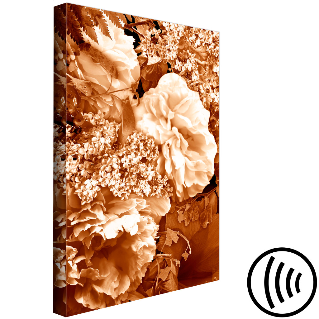 Schilderij  Andere Bloemen: Herfstbloemen In Sepia - Monochrome Foto Met Een Boeket Bloemen