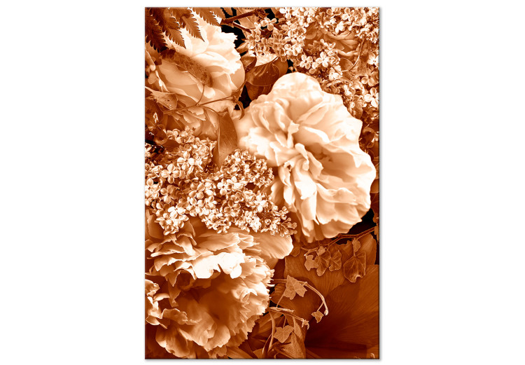 Quadro em tela Flores de outono em sépia - foto monocromática com um ramo de flores