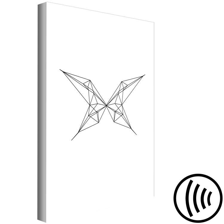 Obraz Czarne kontury motyla w locie - biała, geometryczna abstrakcja 128042 additionalImage 6