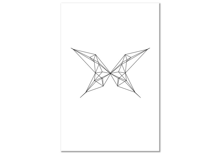 Obraz Czarne kontury motyla w locie - biała, geometryczna abstrakcja 128042