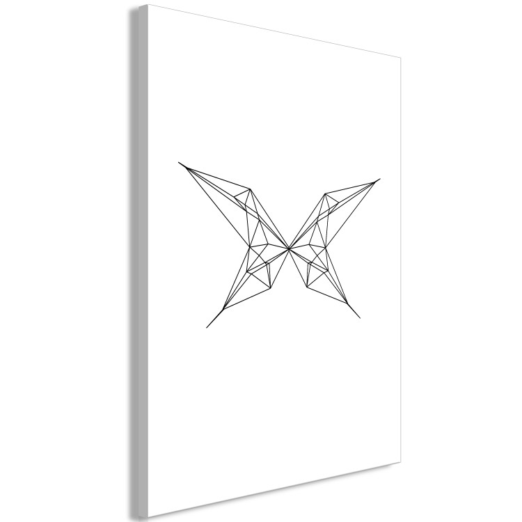 Obraz Czarne kontury motyla w locie - biała, geometryczna abstrakcja 128042 additionalImage 2