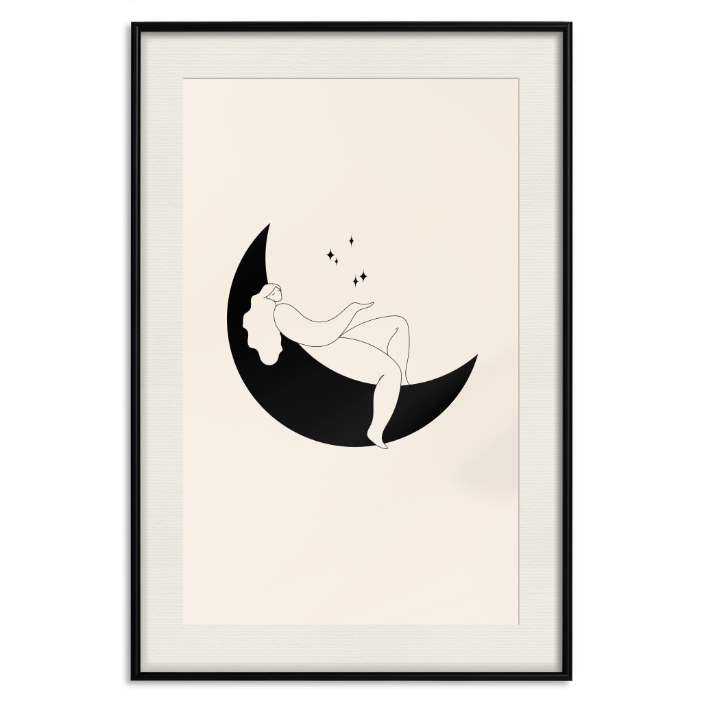 Posters: Magic Night - Girl Resting On The Moon Among The Stars