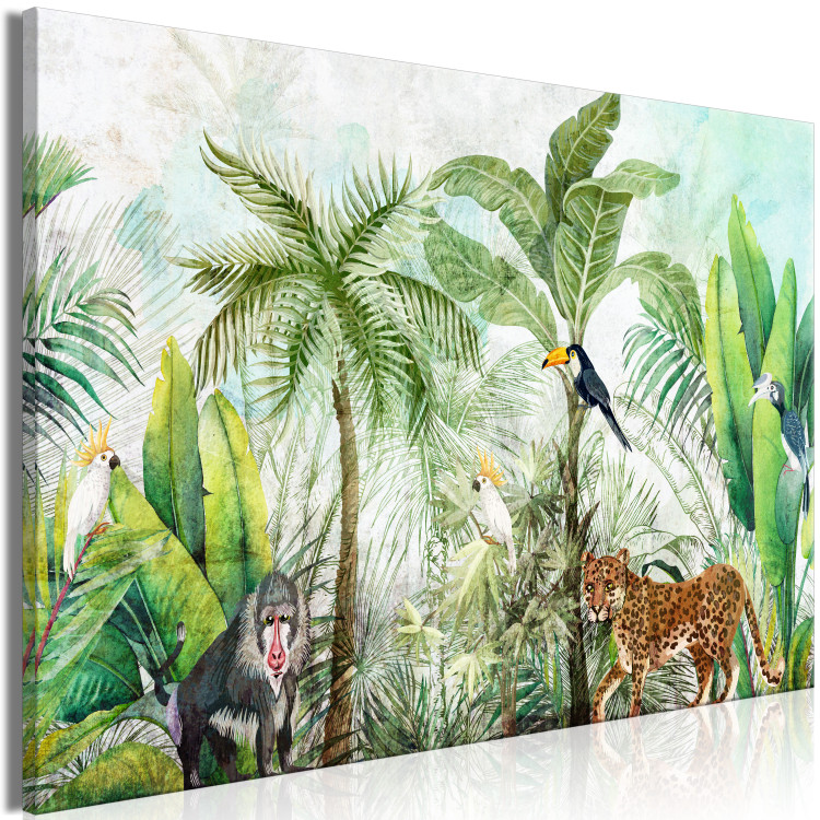 Gorilla in Jungle with Palm leaves Outdoor Rug by Move-Art