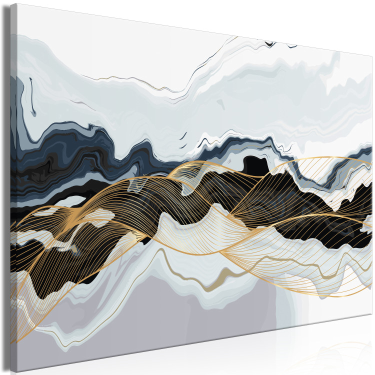 Quadro contemporaneo Color Waves - Modern Abstraction in Gray and Navy Blue Colors 149742 additionalImage 2