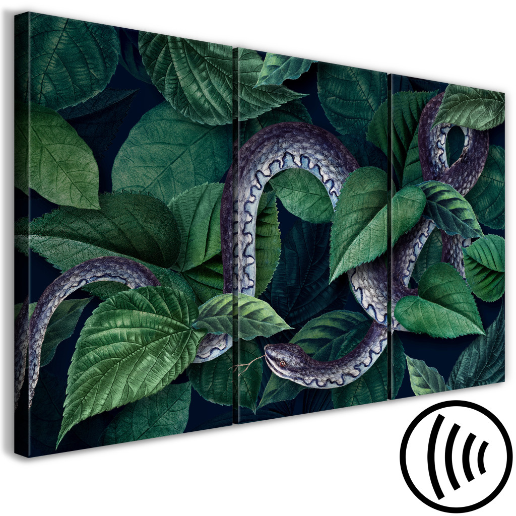 Pintura Em Tela Snake In The Leaves - Wild Fauna And Flora Of The Dark Jungle