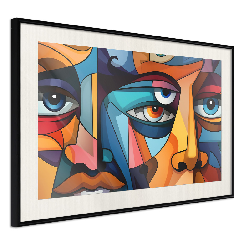 Plakat: Kubistyczne Twarze - Geometryczna Kompozycja W Stylu Picassa