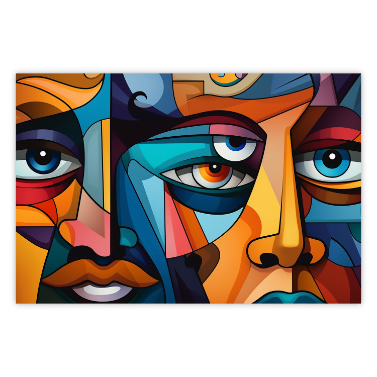 Poster Cubist Faces - A Geometric Composition in the Style of Picasso 151142