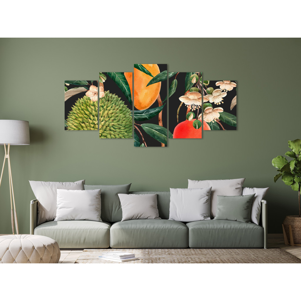Obraz Tropikalna Roślinność - Kompozycja Kolorowych Egzotycznych Owoców