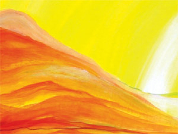 Leinwandbild Die Sonne über den Bergen - eine sonnige, bergige, bunte Landschaft 49642 additionalImage 3