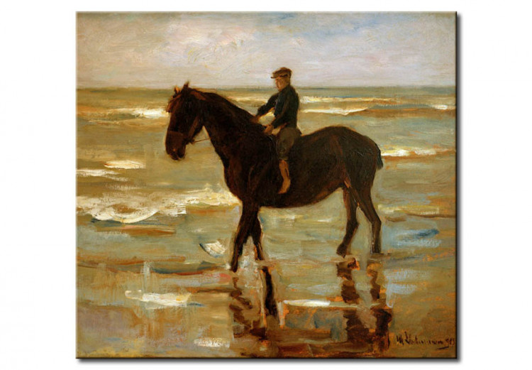 Kunstdruck Reitender Junge am Strande-dickes Pferd 53442