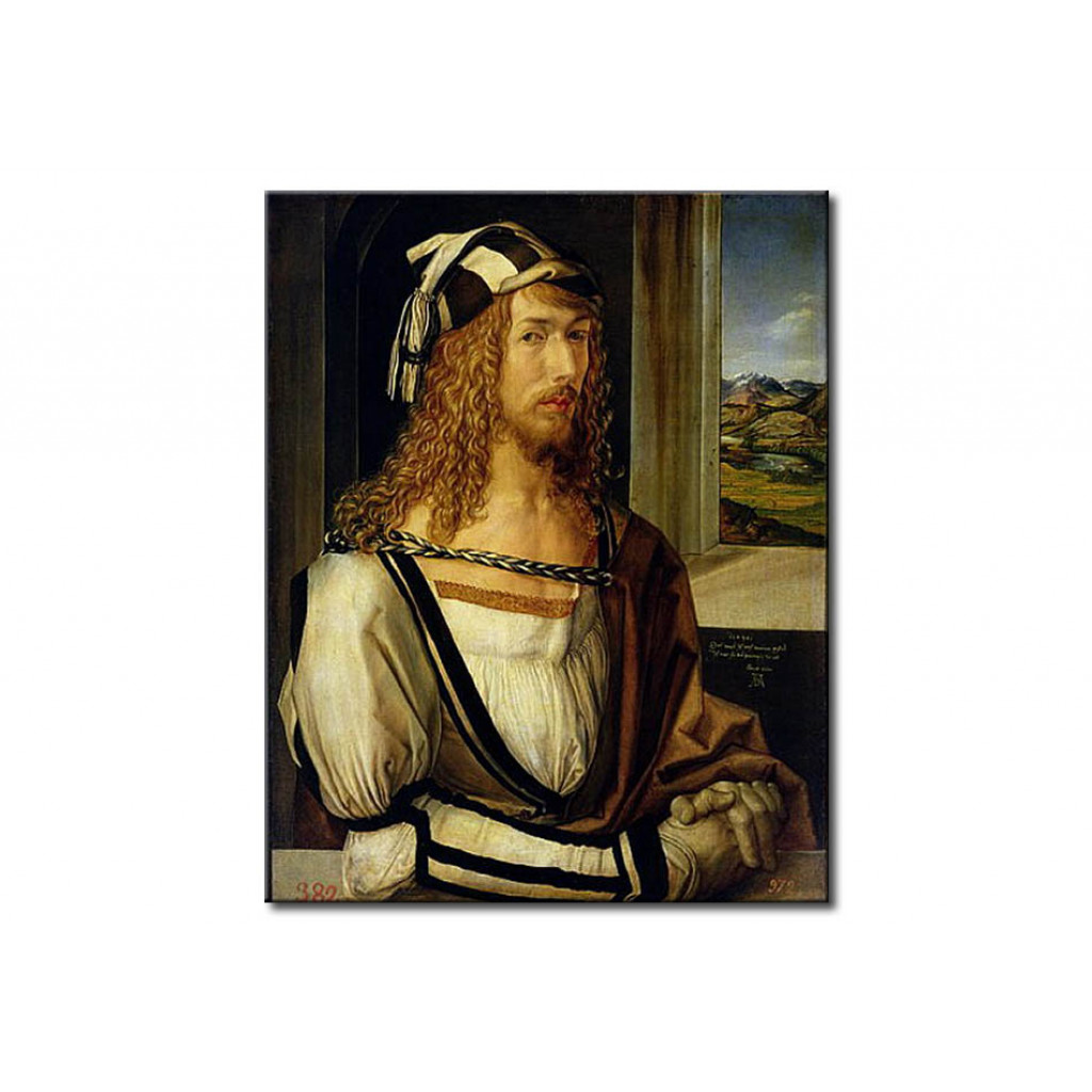 Schilderij  Albrecht Dürer: Self Portrait With Gloves