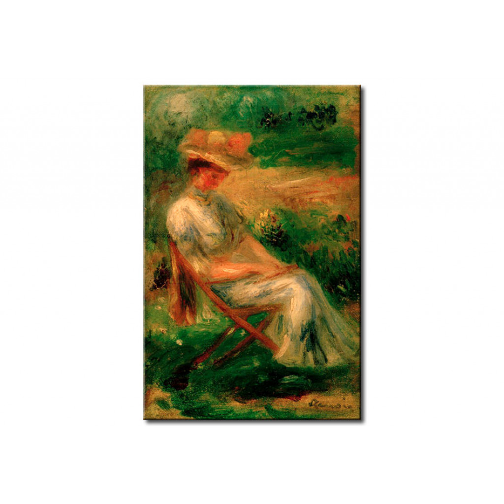 Schilderij  Pierre-Auguste Renoir: Femme Assise Dan Un Jardin