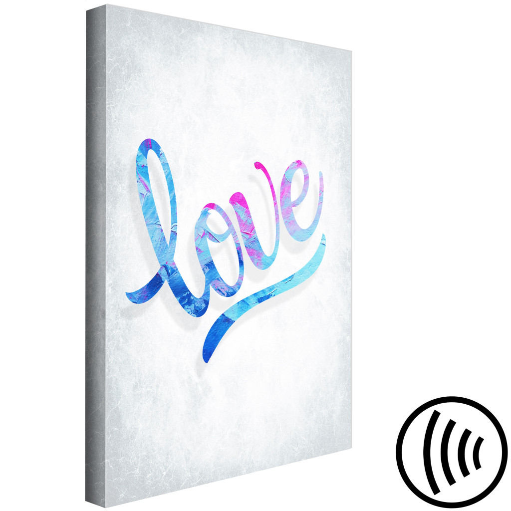 Målning Love - Kärlekscitat På Engelska I Blå Färger På Grå Bakgrund