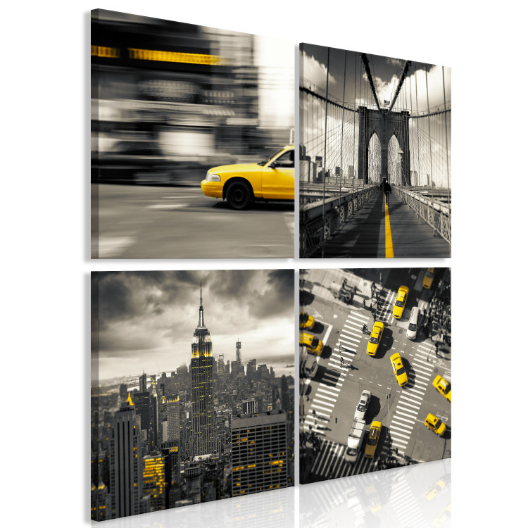 Canvas Yellow New York (4 Parts) 125652 additionalImage 2