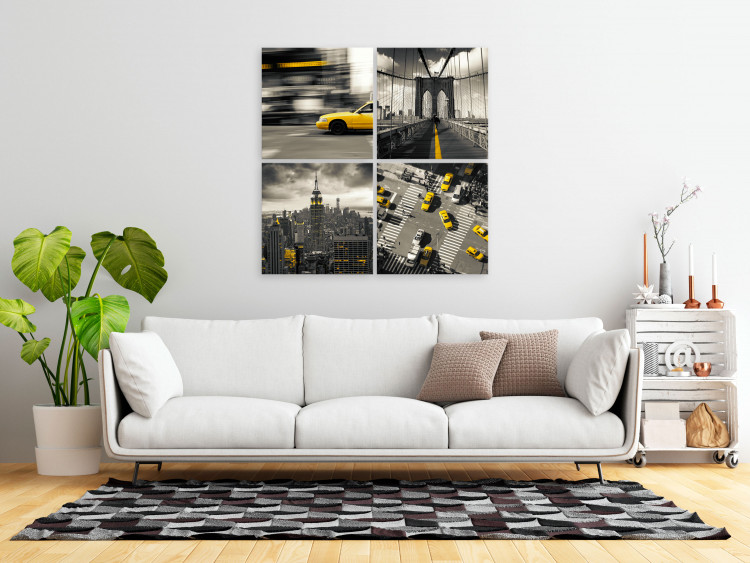 Canvas Yellow New York (4 Parts) 125652 additionalImage 3