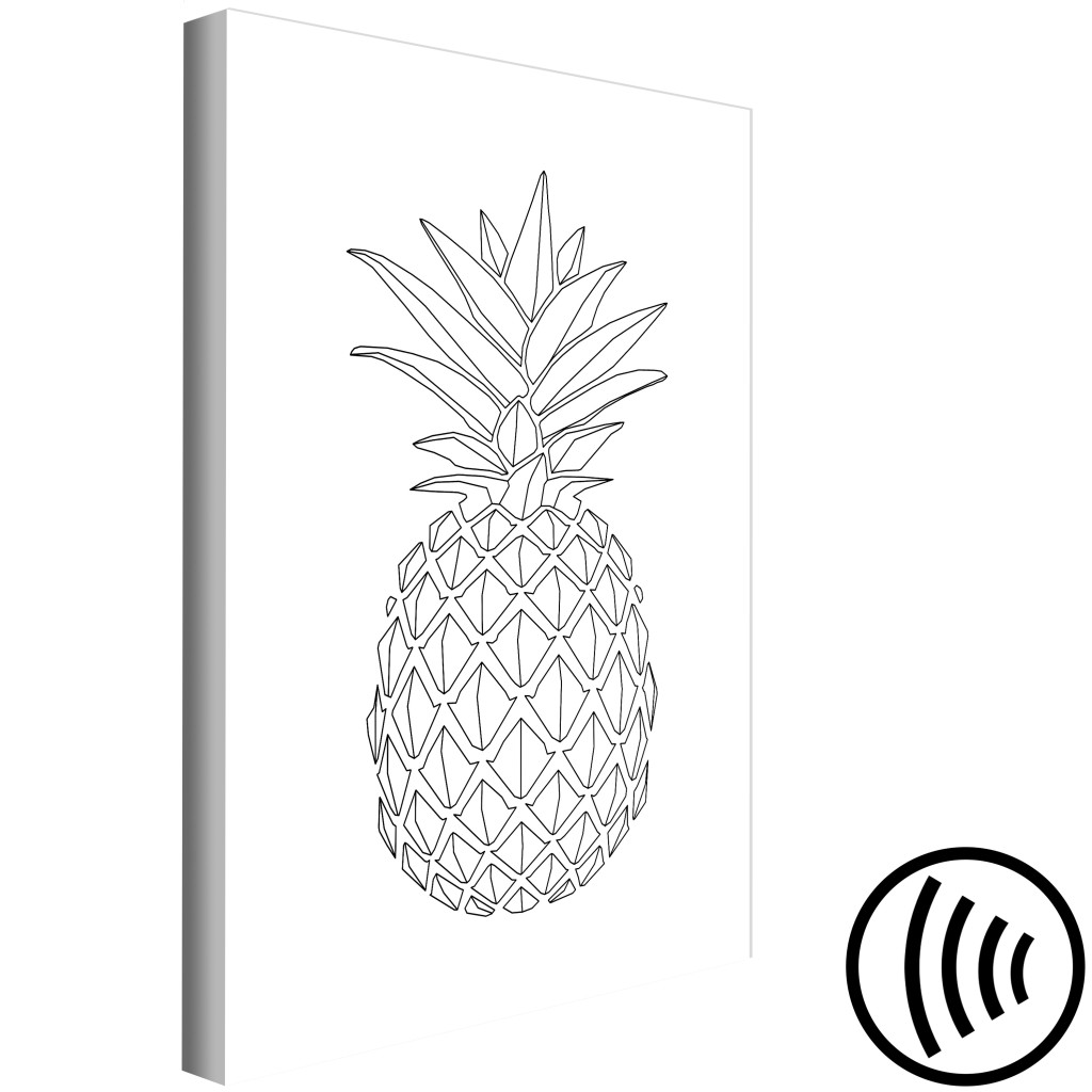 Schilderij  Fruit: Zwarte Contouren Van Ananas - Minimalistische Tekening