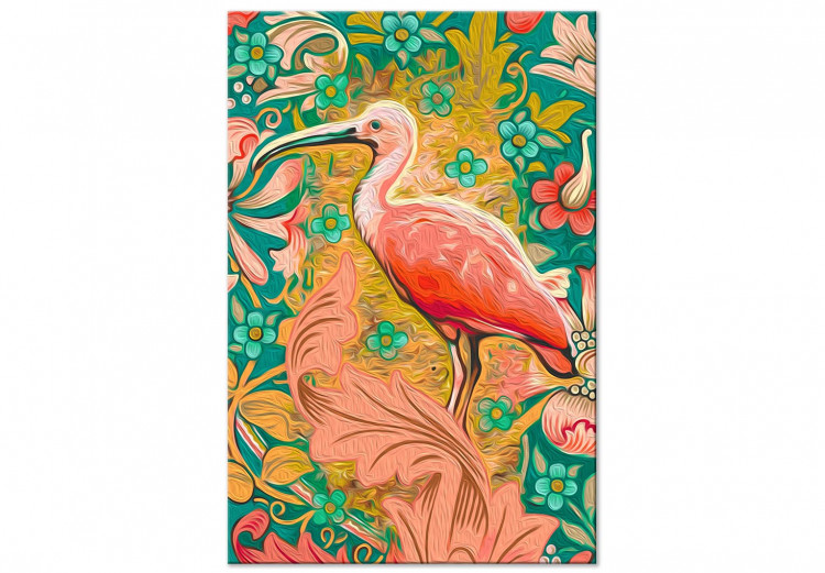 Obraz do malowania po numerach Wśród listowia - różowy ptak na dekoracyjnym zielonym tle 145152 additionalImage 6