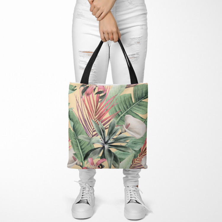 Shoppingväska Rainforest flora - a floral pattern with white flowers and leaves 147552 additionalImage 2