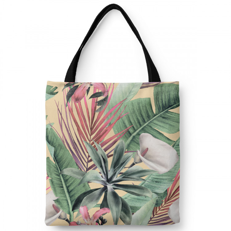 Shoppingväska Rainforest flora - a floral pattern with white flowers and leaves 147552
