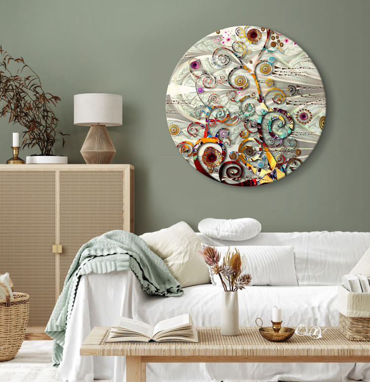 Round Canvas Tree of Life - Abstract Elements in the Style of Gustav Klimt 148752 additionalImage 3