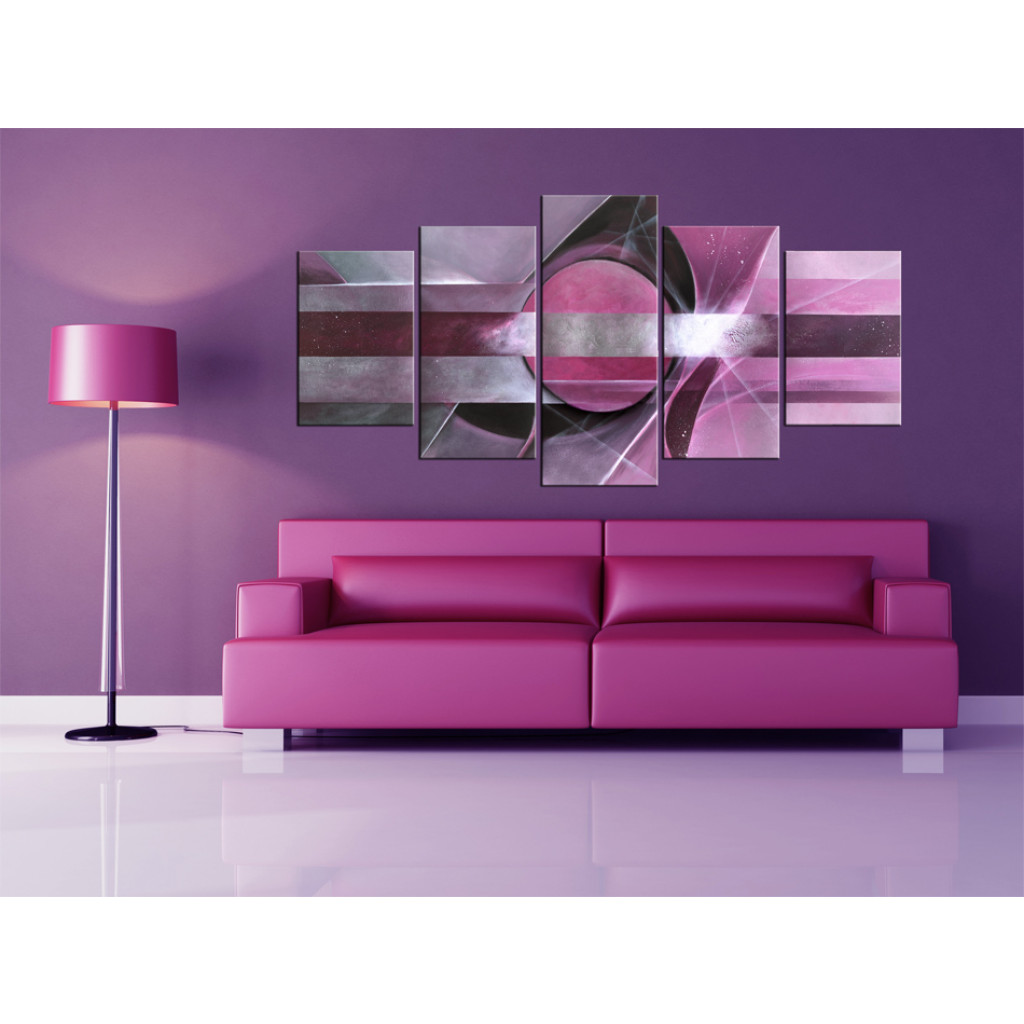 Pintura Abstração Violeta (5 Peças) - Composição Com Padrões E Desenhos