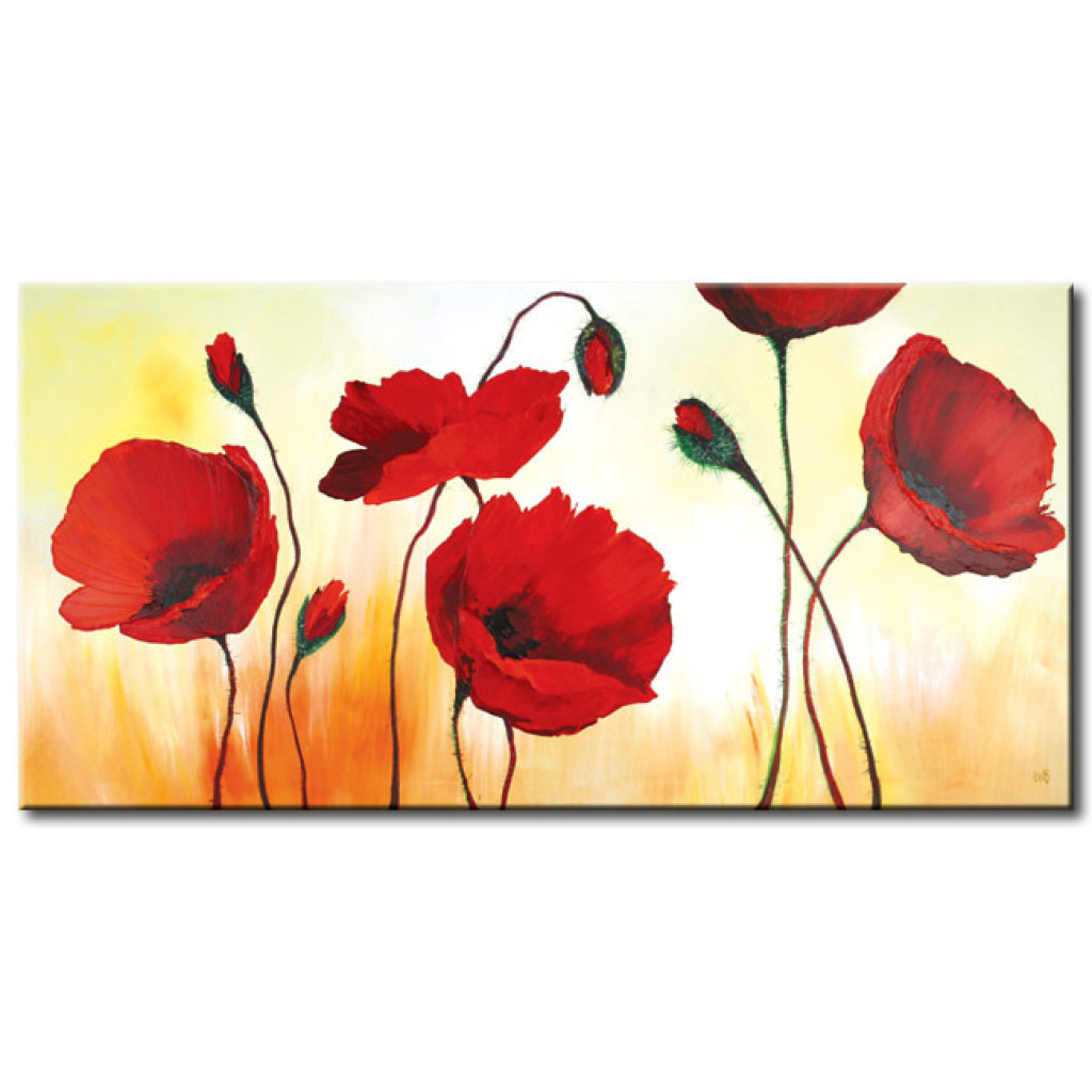 Pintura Papoilas Vermelhas Ao Sol (1 Parte) - Motivo Floral Com Desenhos