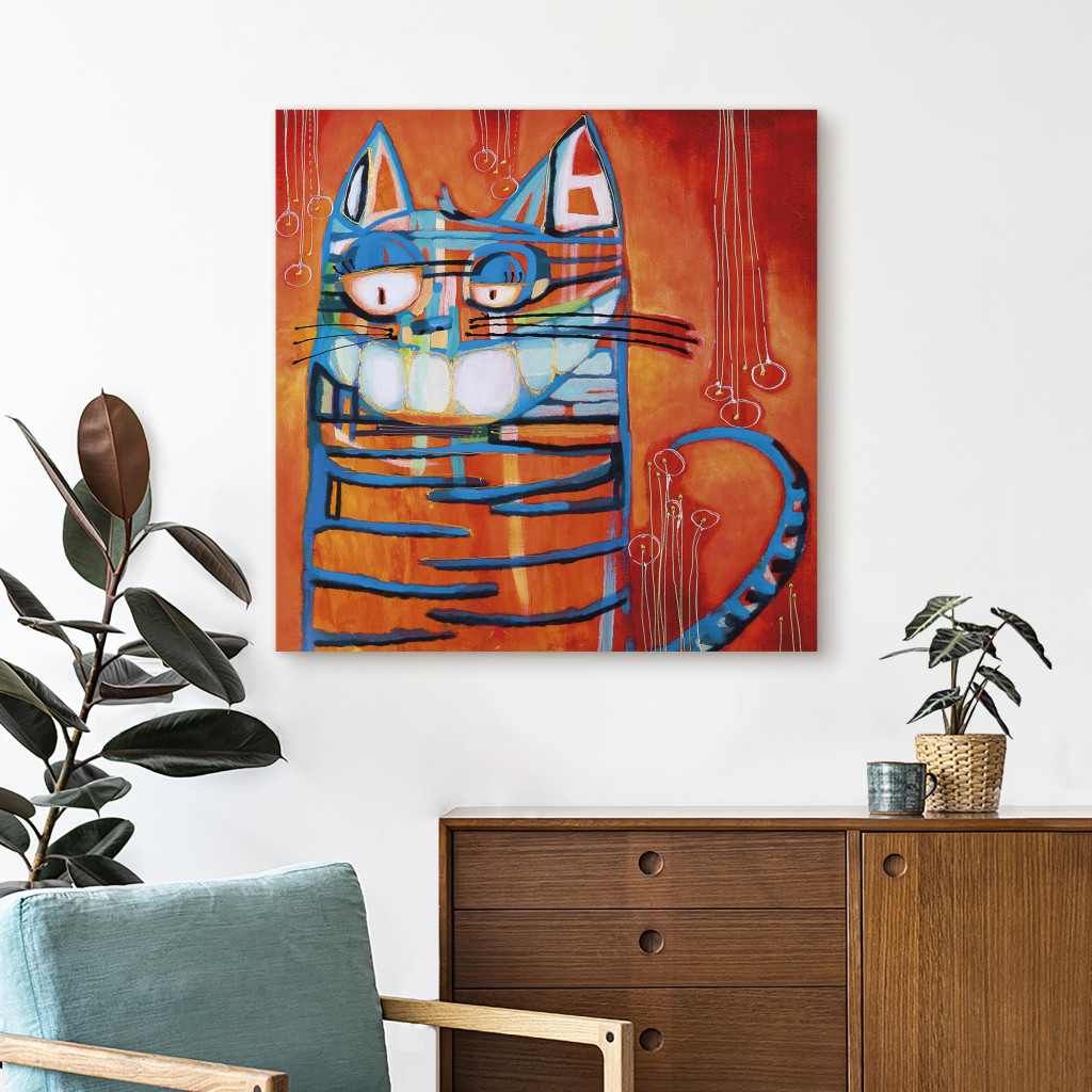 Schilderij  Voor Kinderen: Blauwe Kat
