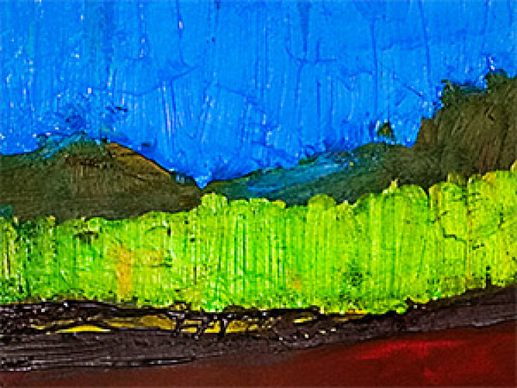 Cuadro Pueblo pintado - paisaje rural lleno de colores saturados. 49752 additionalImage 2