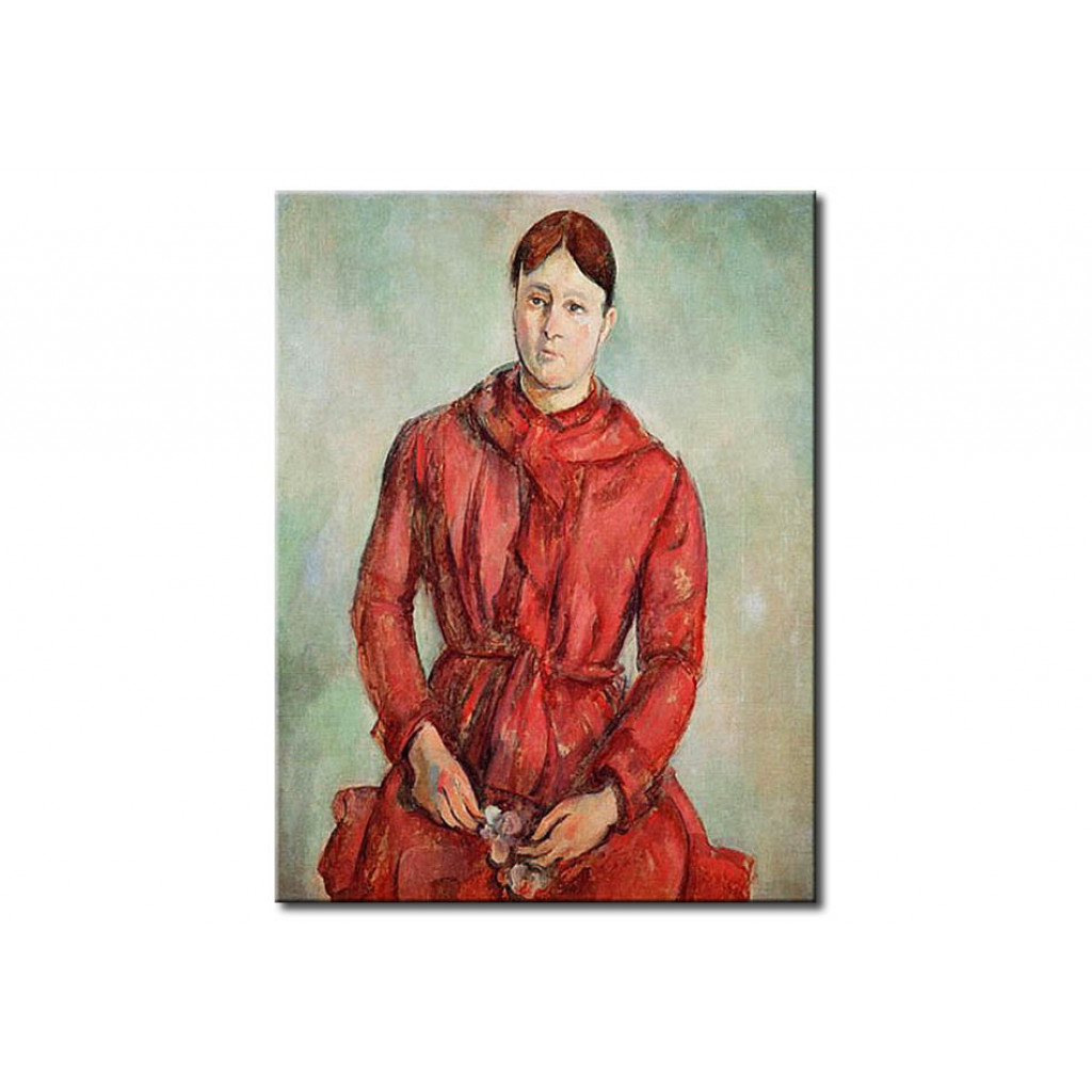 Målning Portrait Of Madame Cezanne In A Red Dress