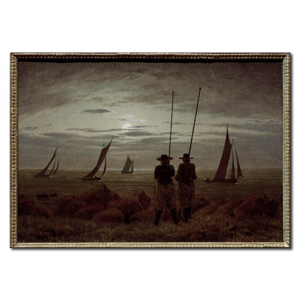 Schilderij  Caspar David Friedrich: Mondnacht Am Strand Mit Fischern