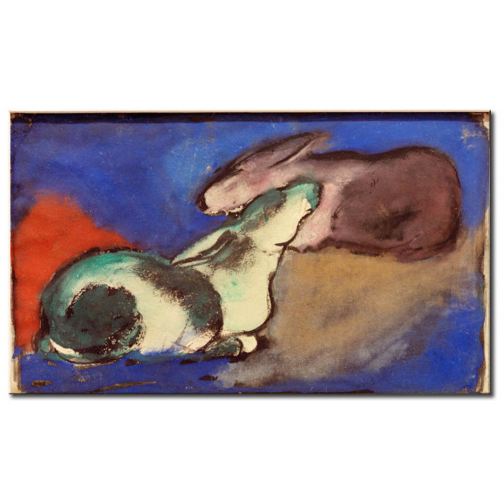 Schilderij  Franz Marc: Tow Sleeping Rabbits