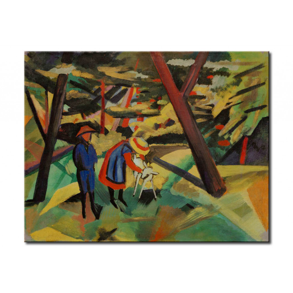 Schilderij  August Macke: Kinder Mit Ziege Im Wald