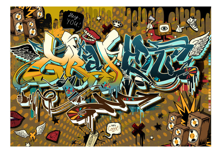 Fototapeta Cool! - mural z kolorowymi napisami i rysunkami w stylu street art 60752 additionalImage 1