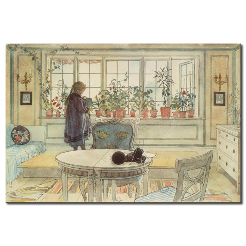 Schilderij  Carl Larsson: The Flowers At The Window